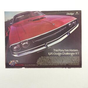 VTG Dodge Challenger R/T Advertising Print Ad Promo Art Muscle Car Garage Decor